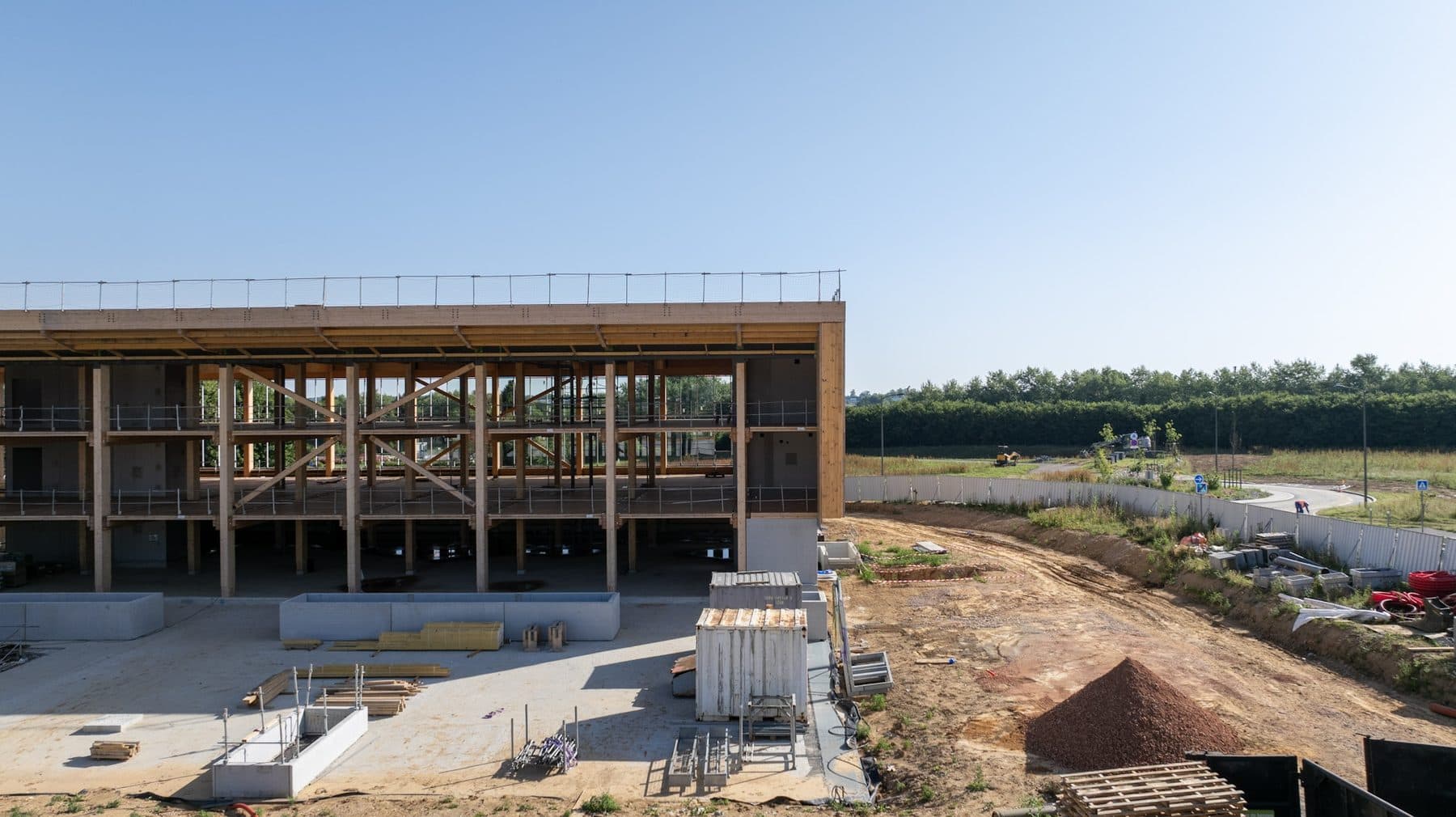 Vue aérienne d'un chantier de construction bois à Rouen
