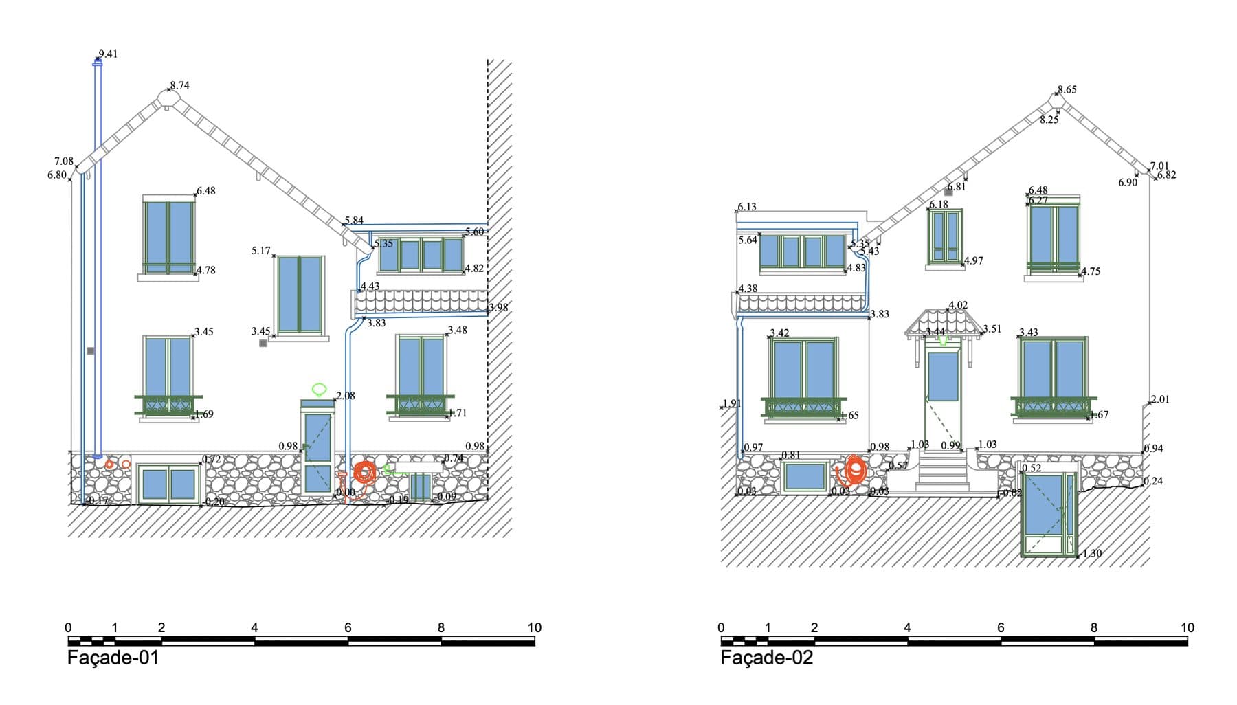 Plans de façades et coupes d'une maison à Asnières